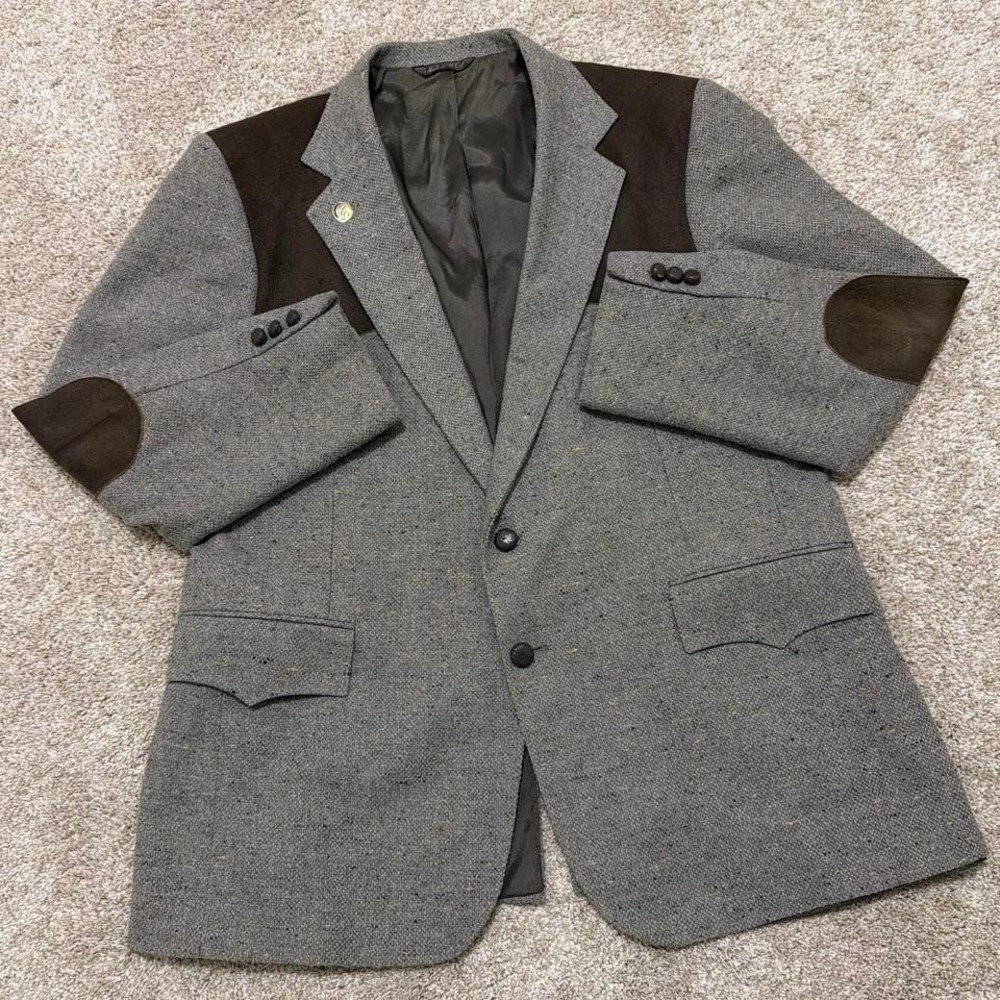 Rare 70s Levi's Western Blazer | Gray Tweed with Brown Panels | Made in USA | L